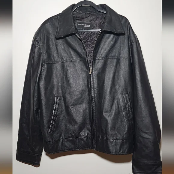 old londo fog leather wool blouson black（London Fog